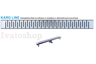 Obrázek pro Nerezový odtokový žľab KARO LINE so sifónom DN40 a  dekoratívnou mriežkou