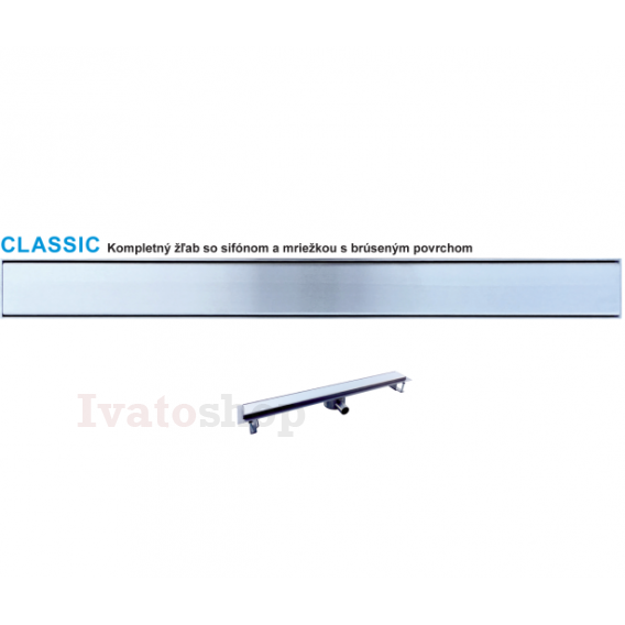 Obrázek pro Nerezový odtokový žľab CLASSIC so sifónom DN40 a  dekoratívnou mriežkou