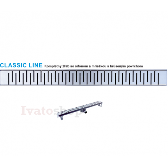 Obrázek pro Nerezový odtokový žľab CLASSIC LINE so sifónom DN40 a  dekoratívnou mriežkou