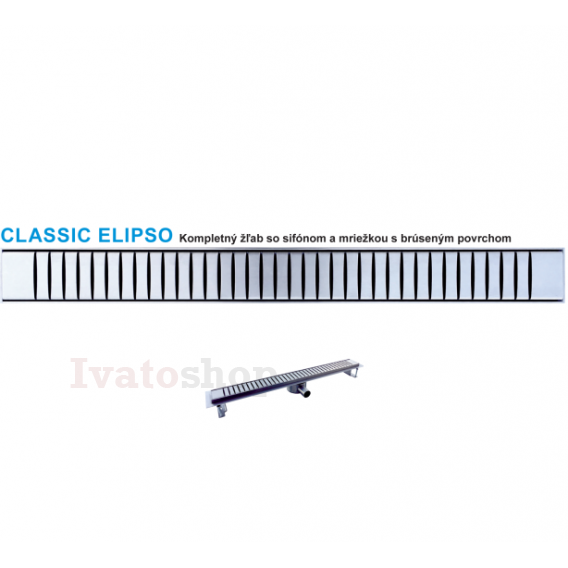 Obrázek pro Nerezový odtokový žľab CLASSIC ELIPSO so sifónom DN40 a  dekoratívnou mriežkou