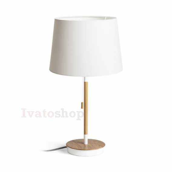 Obrázek pro KEITH/AMBITUS 30 stolná s USB  Polycotton biela/buk 230V LED E27 15W